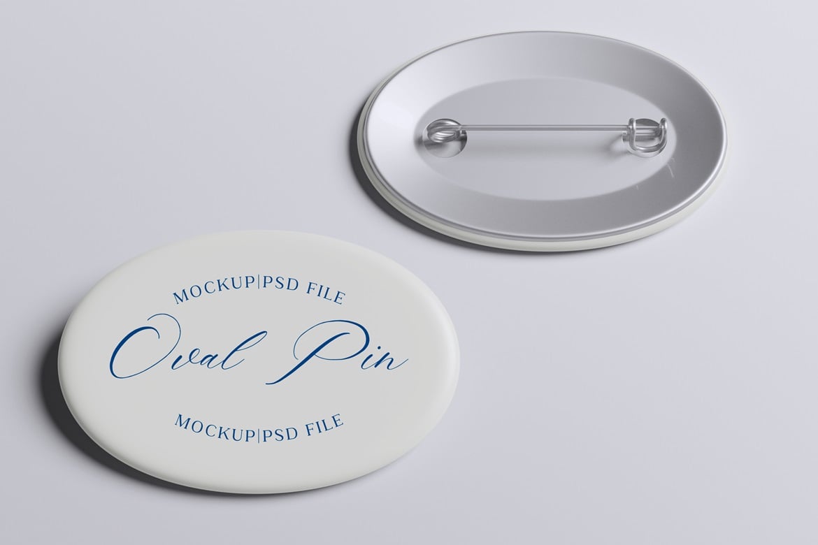 椭圆形珐琅徽章样机 Oval Pin Mockup