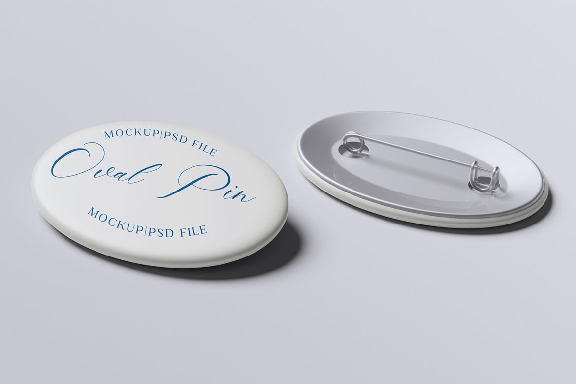 椭圆形珐琅徽章样机 Oval Pin Mockup