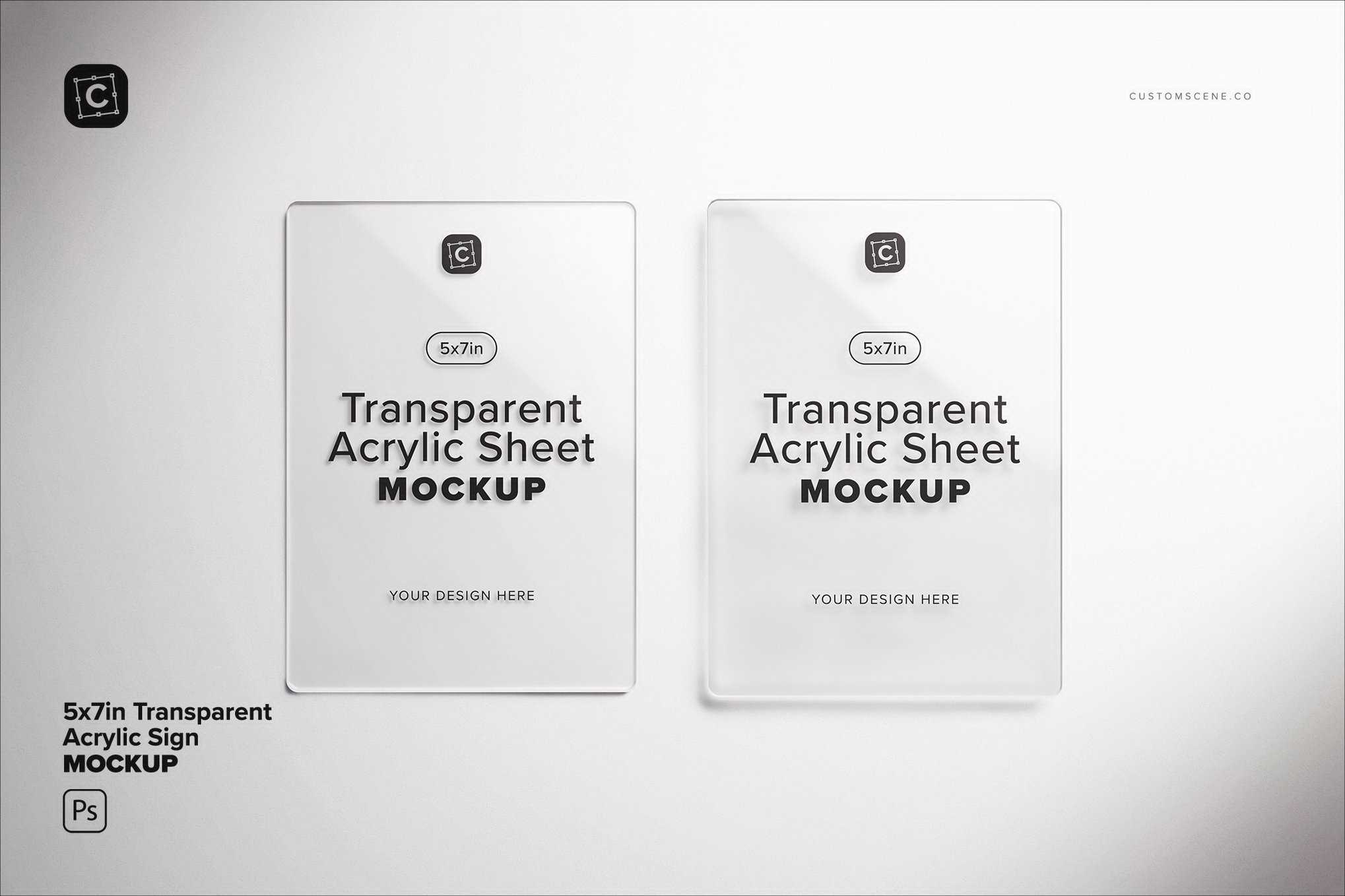 5×7英寸透明亚克力标牌展示样机 5x7in Transparent Acrylic Sign Mockup