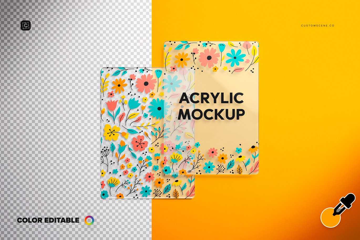 5x7英寸透明亚克力标牌展示样机 5x7in Transparent Acrylic Sign Mockup