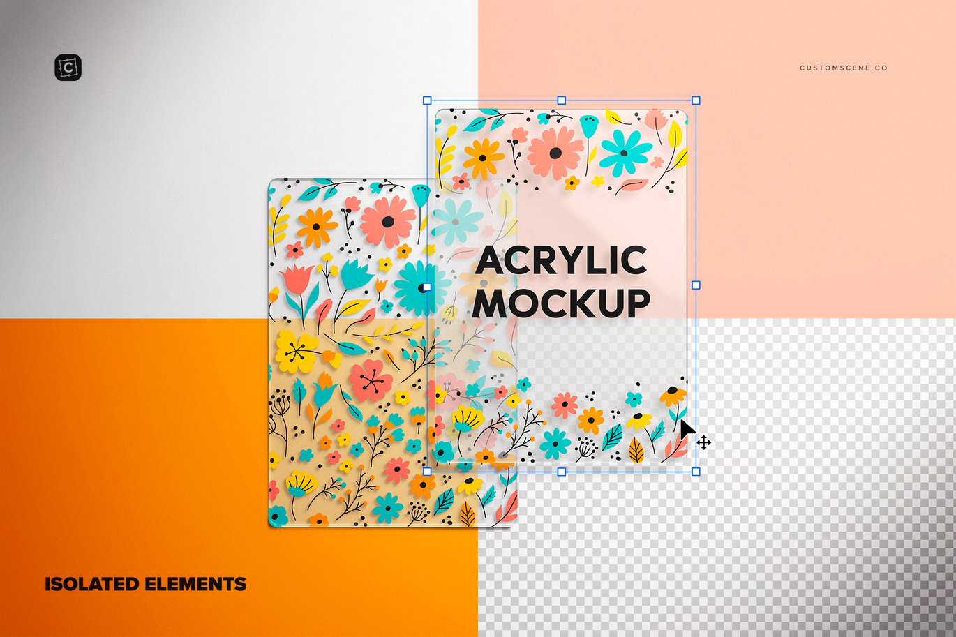 5x7英寸透明亚克力标牌展示样机 5x7in Transparent Acrylic Sign Mockup