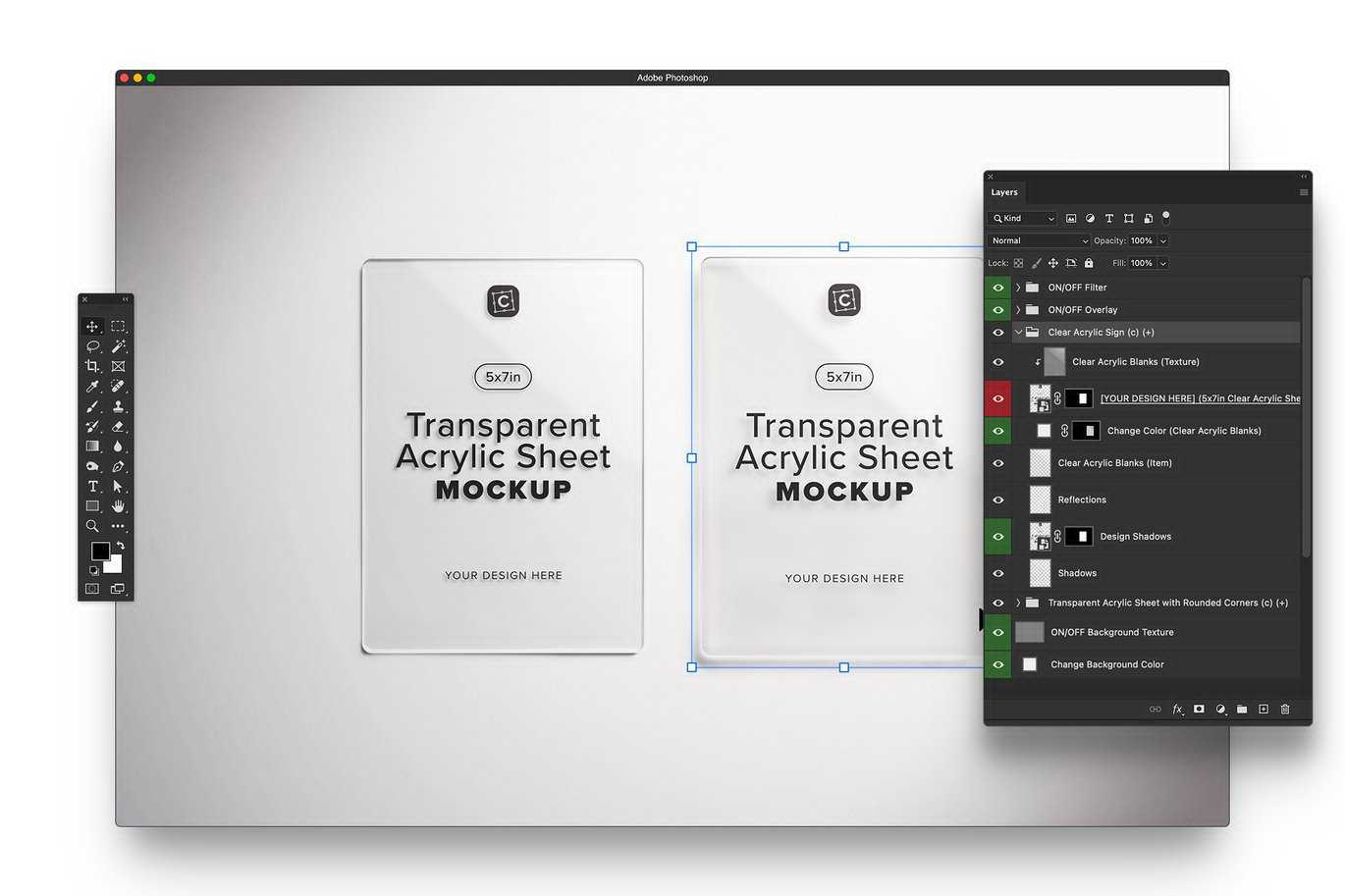5x7英寸透明亚克力标牌展示样机 5x7in Transparent Acrylic Sign Mockup