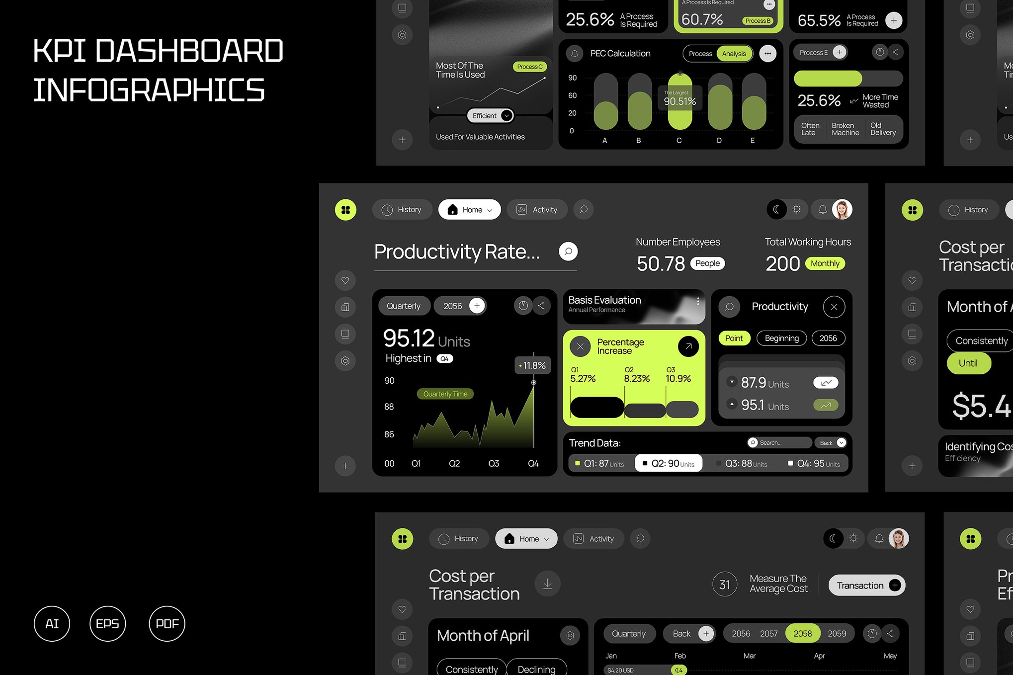 黑灰现代运营效率信息图表 Black Gray Modern Operational & Efficiency 003