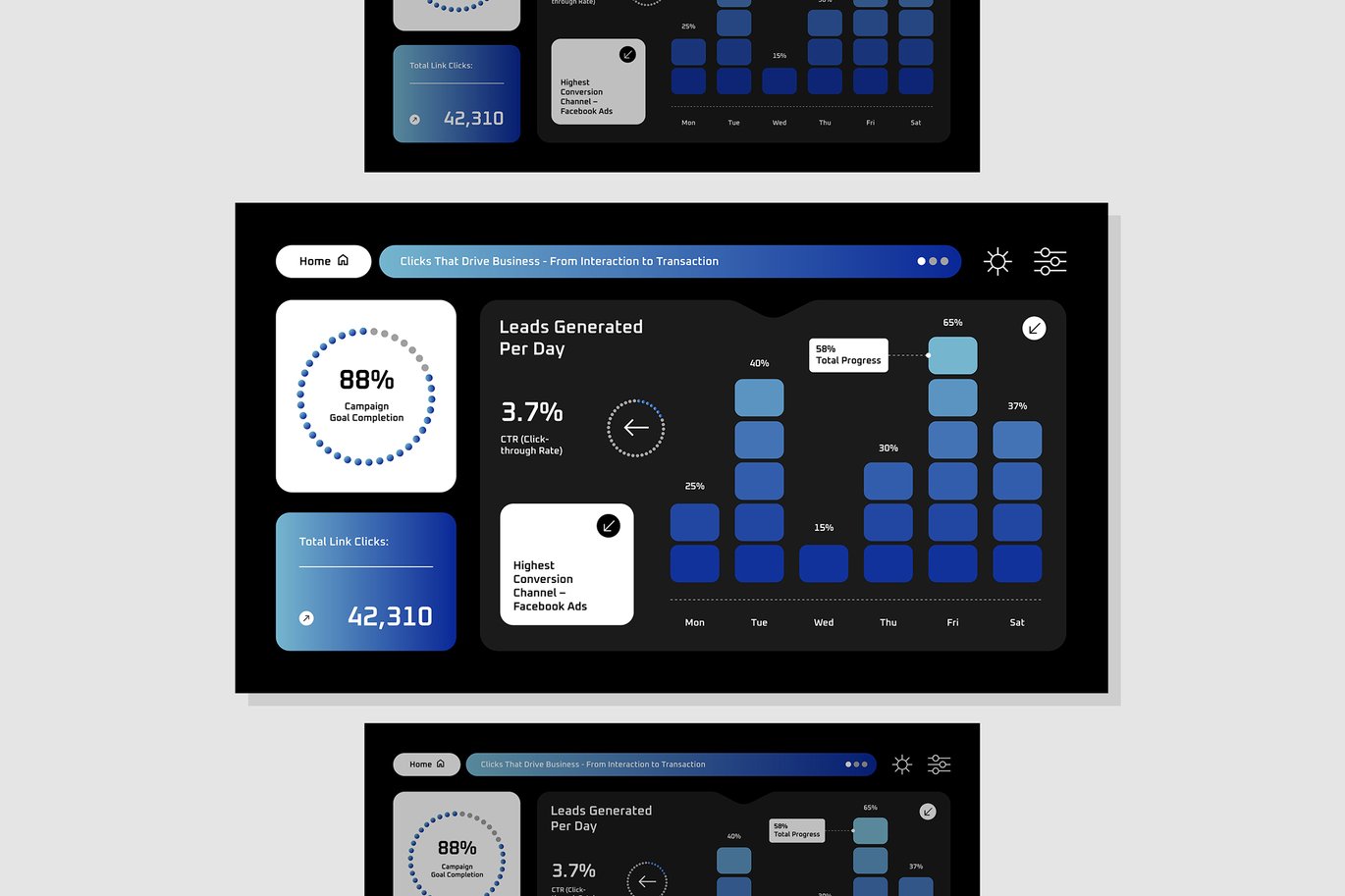 蓝色现代社交媒体活动报告信息图表 Blue Modern Social Media Campaign Report 001