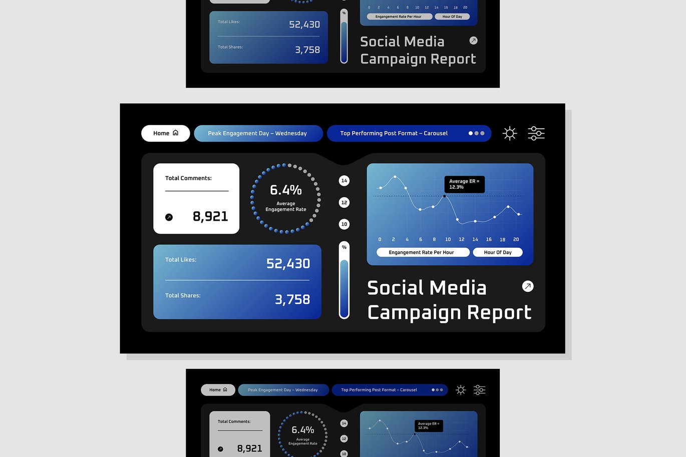 蓝色现代社交媒体活动报告信息图表 Blue Modern Social Media Campaign Report 001