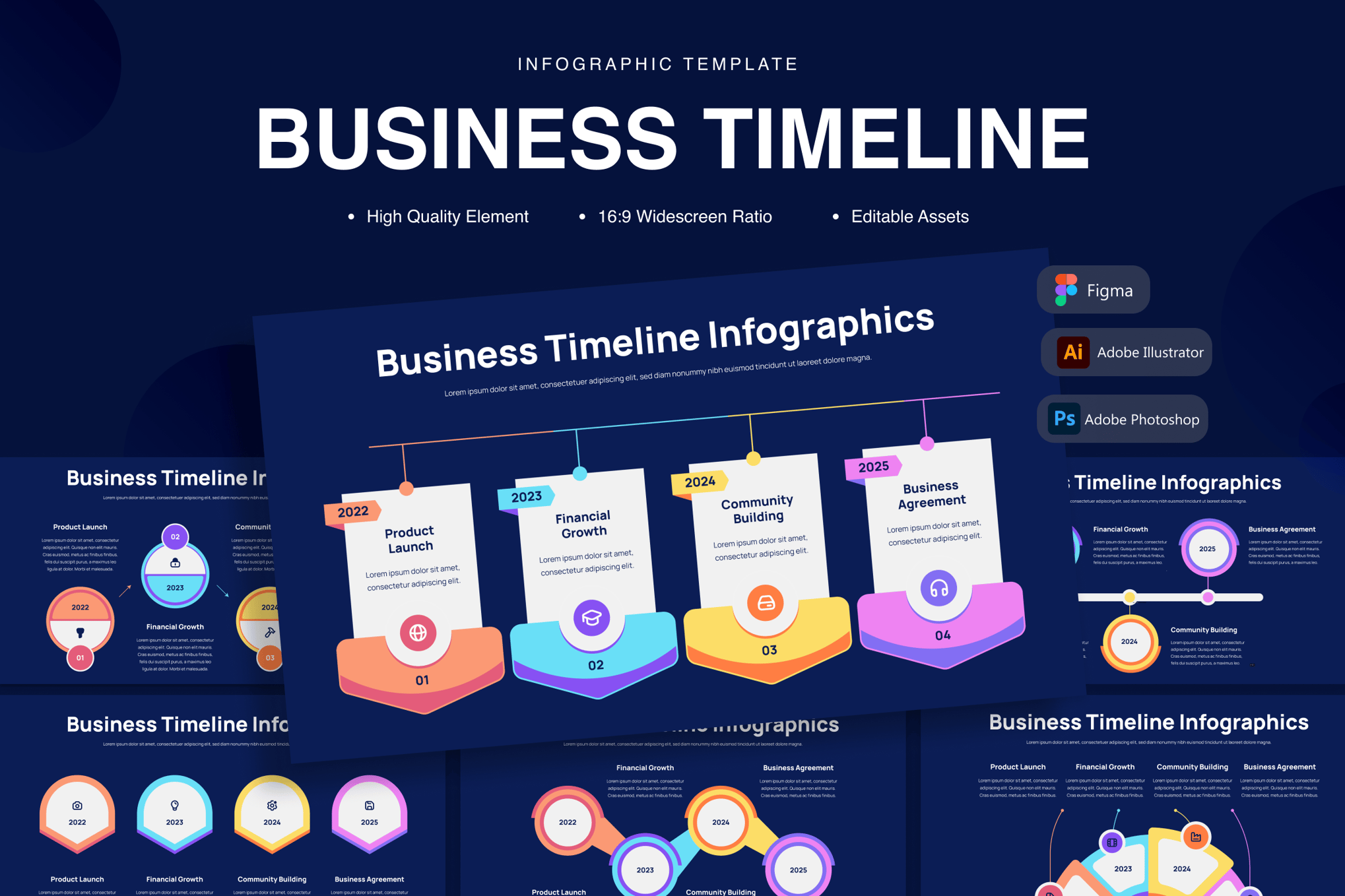 商务时间轴发展历程信息图 Business Timeline Infographics