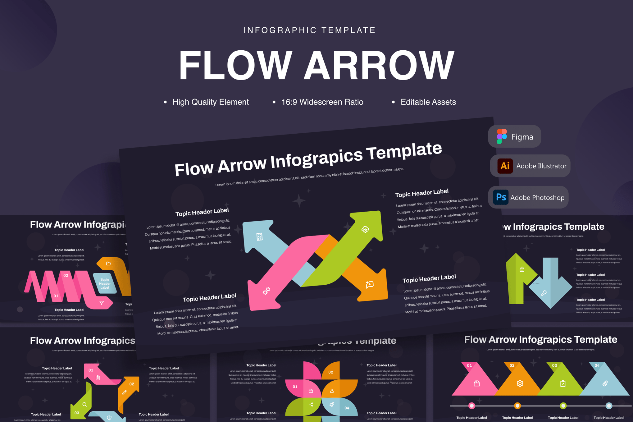 流向箭头分析信息图表 Flow Arrow Infographics