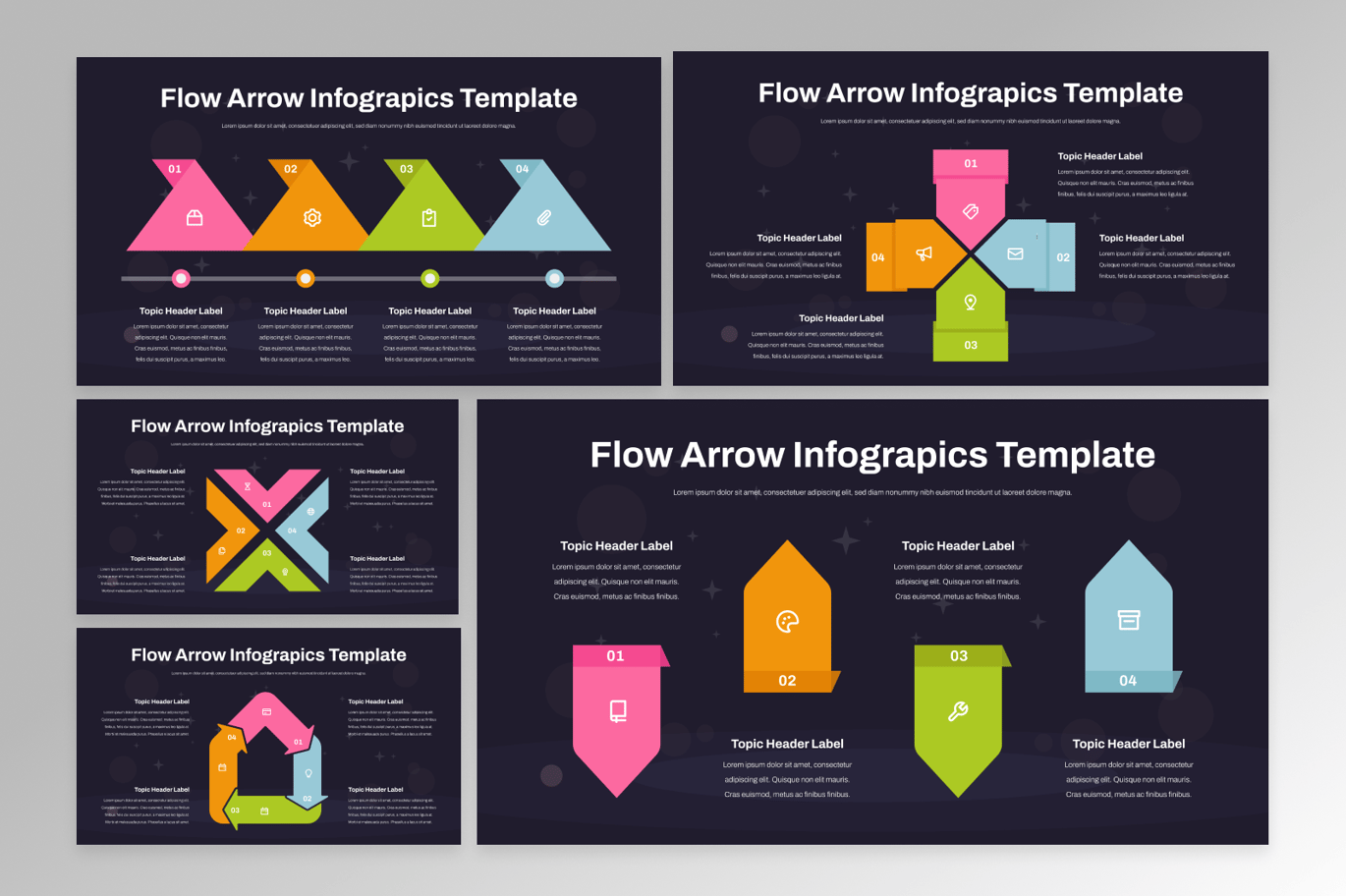 流向箭头分析信息图表 Flow Arrow Infographics