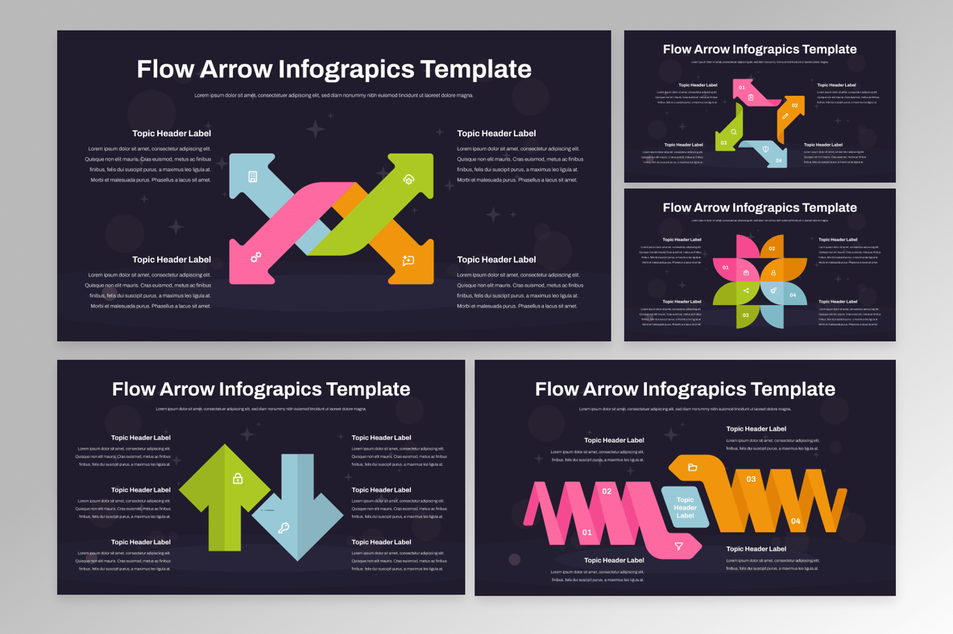 流向箭头分析信息图表 Flow Arrow Infographics