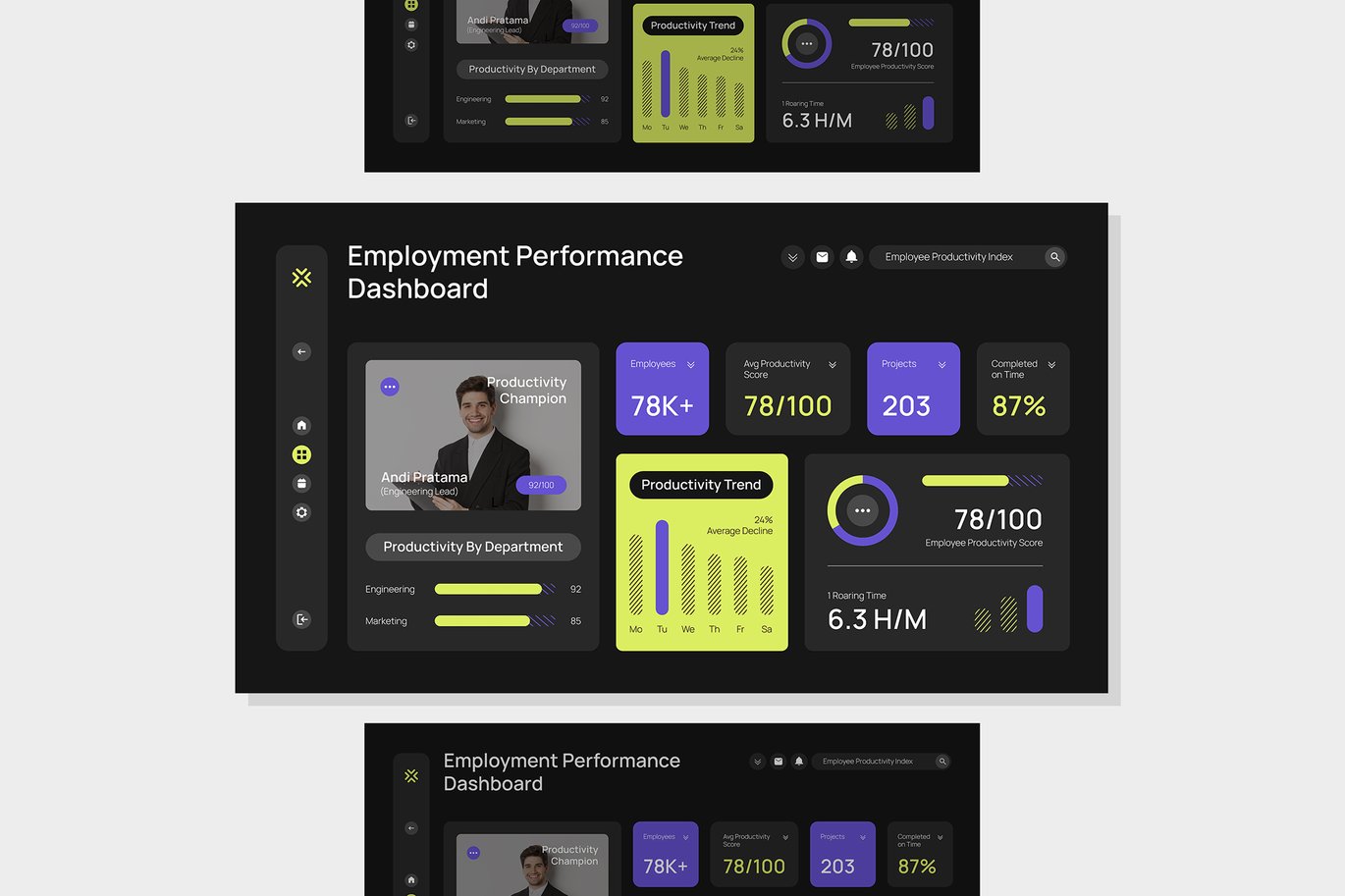 现代员工绩效仪表盘信息图表 Green Modern Employment Performance Dashboard