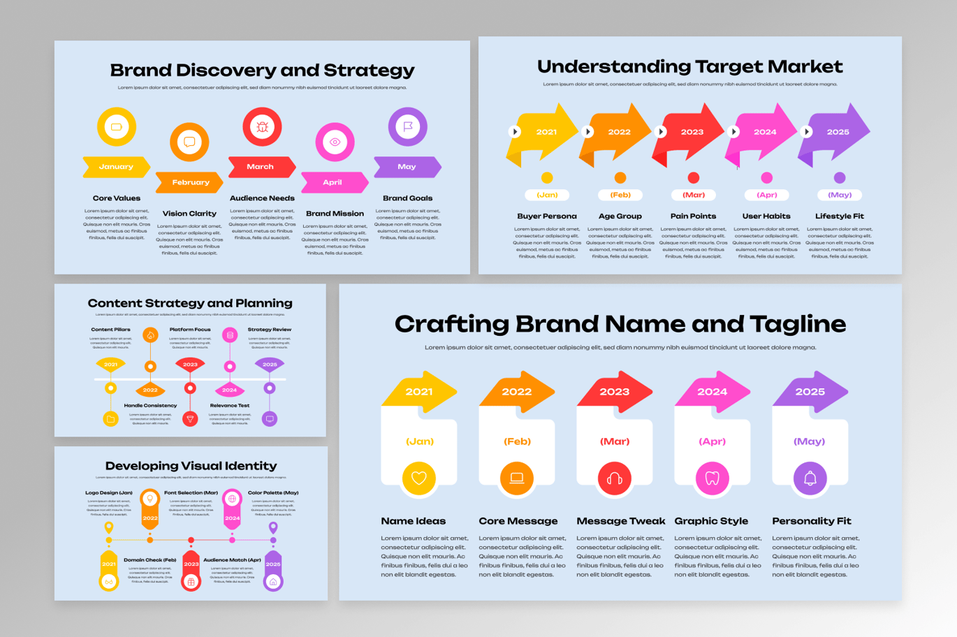 水平时间轴信息图表 Horizontal Timeline Infographics插图2 水平时间轴信息图表 Horizontal Timeline Infographics