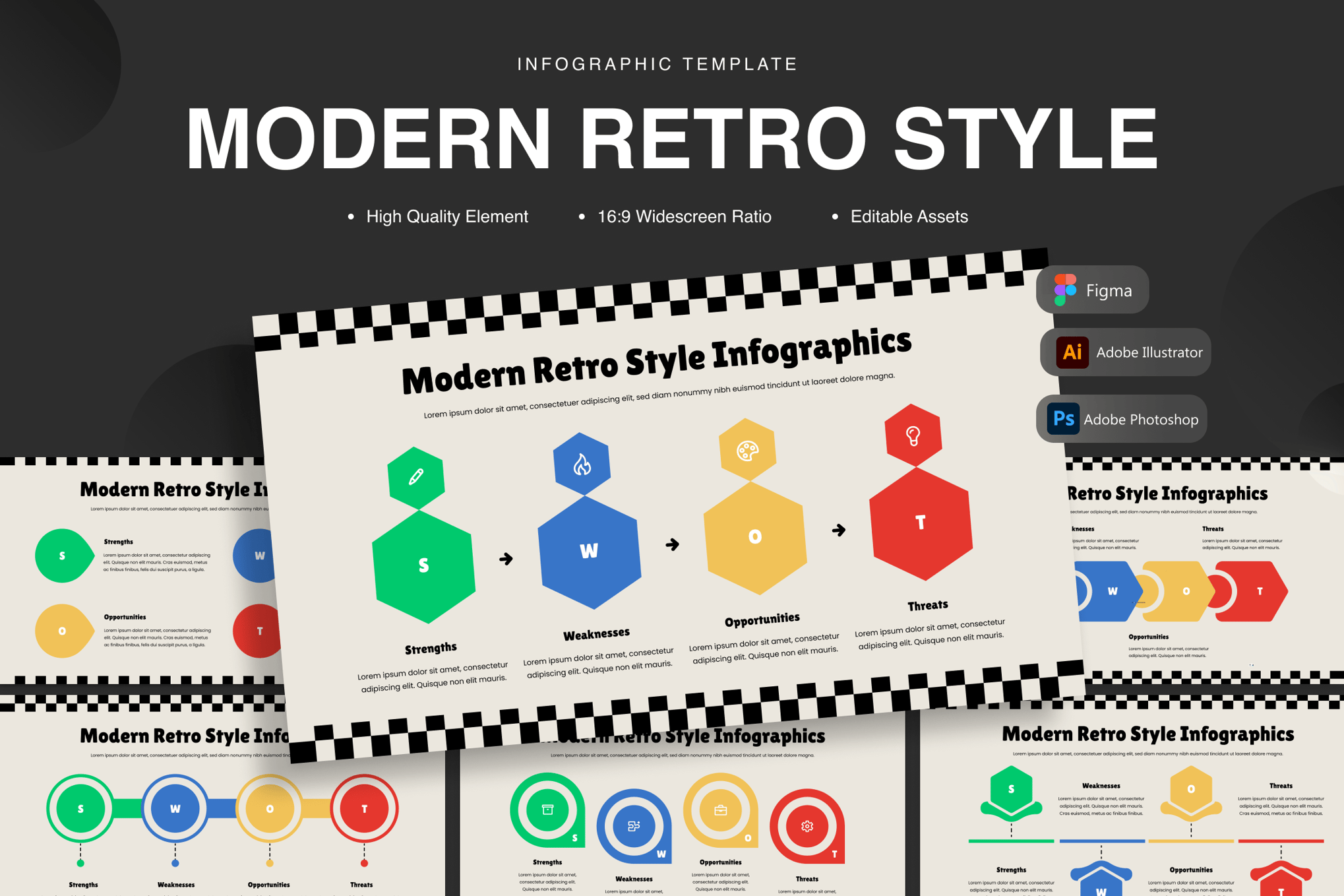 现代复古风格信息图表 Modern Retro Style Infographics