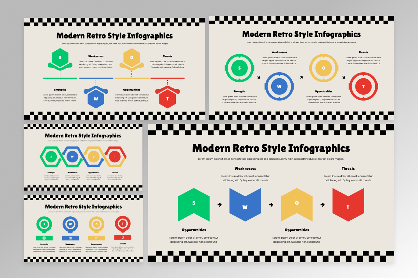 现代复古风格信息图表 Modern Retro Style Infographics