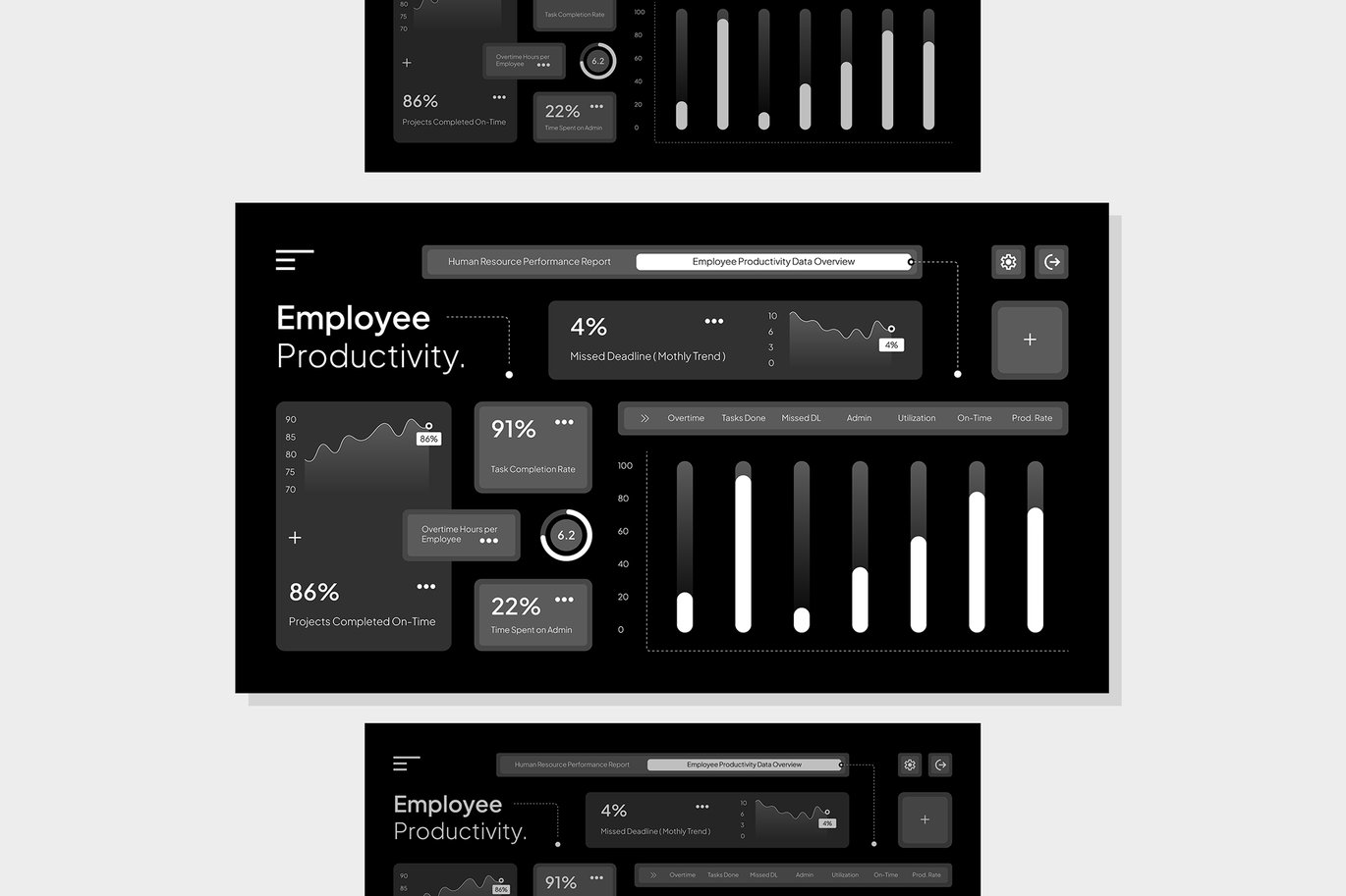 单色人力资源绩效报告信息图表 Monochrome Human Resource Performance Report 001