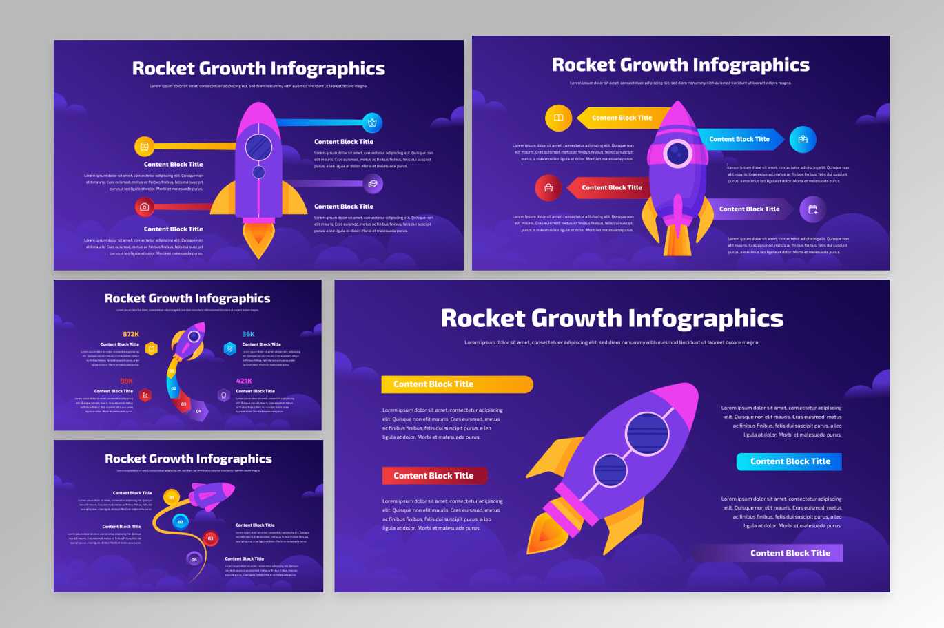 火箭式增长信息图表 Rocket Growth Infographics