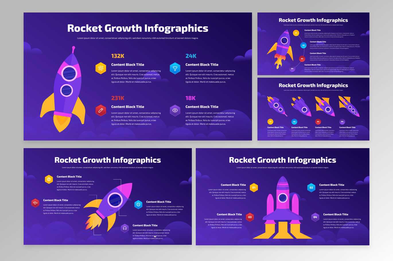 火箭式增长信息图表 Rocket Growth Infographics