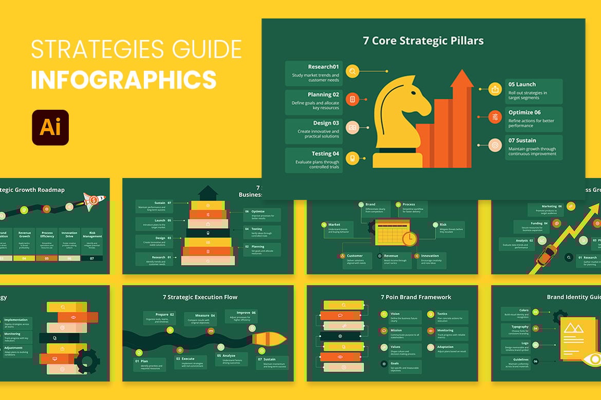 战略规划流程信息图表 Strategic Planning Infographics