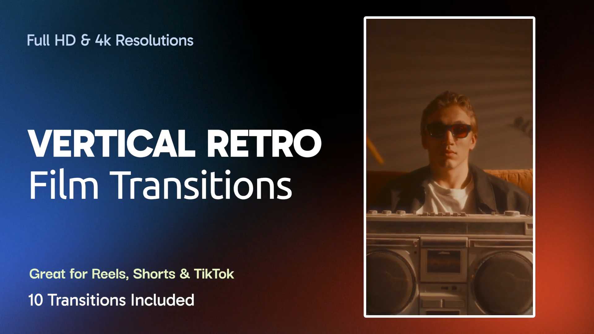 竖屏复古胶片转场达芬奇模板 Vertical Retro Film Transitions DaVinci Resolve
