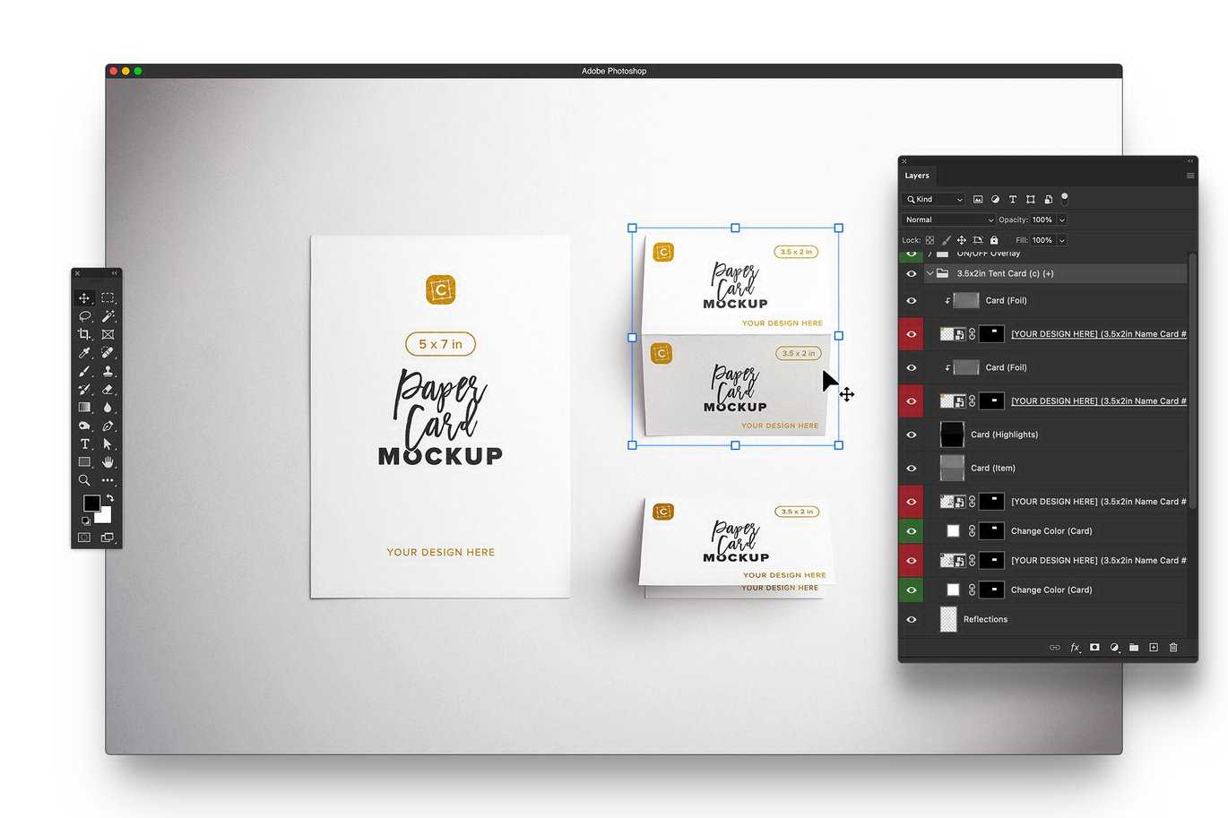 5x7英寸桌号卡与3.5x2英寸席位卡设计样机 Table Number & Place Card Mockup