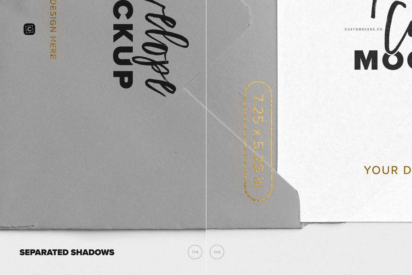 5x7英寸圆角邀请函及信封套装样机 Invitation & Envelope Mockup