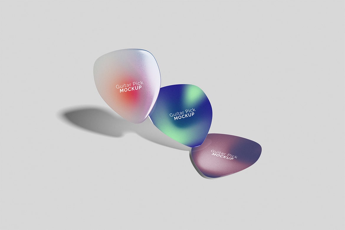 吉他拨片设计展示样机 Guitar Pick Mockup