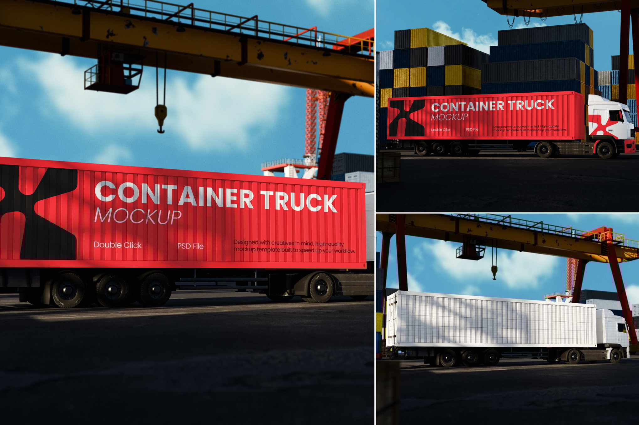 集装箱货车运输场景样机 Container Truck Mockup