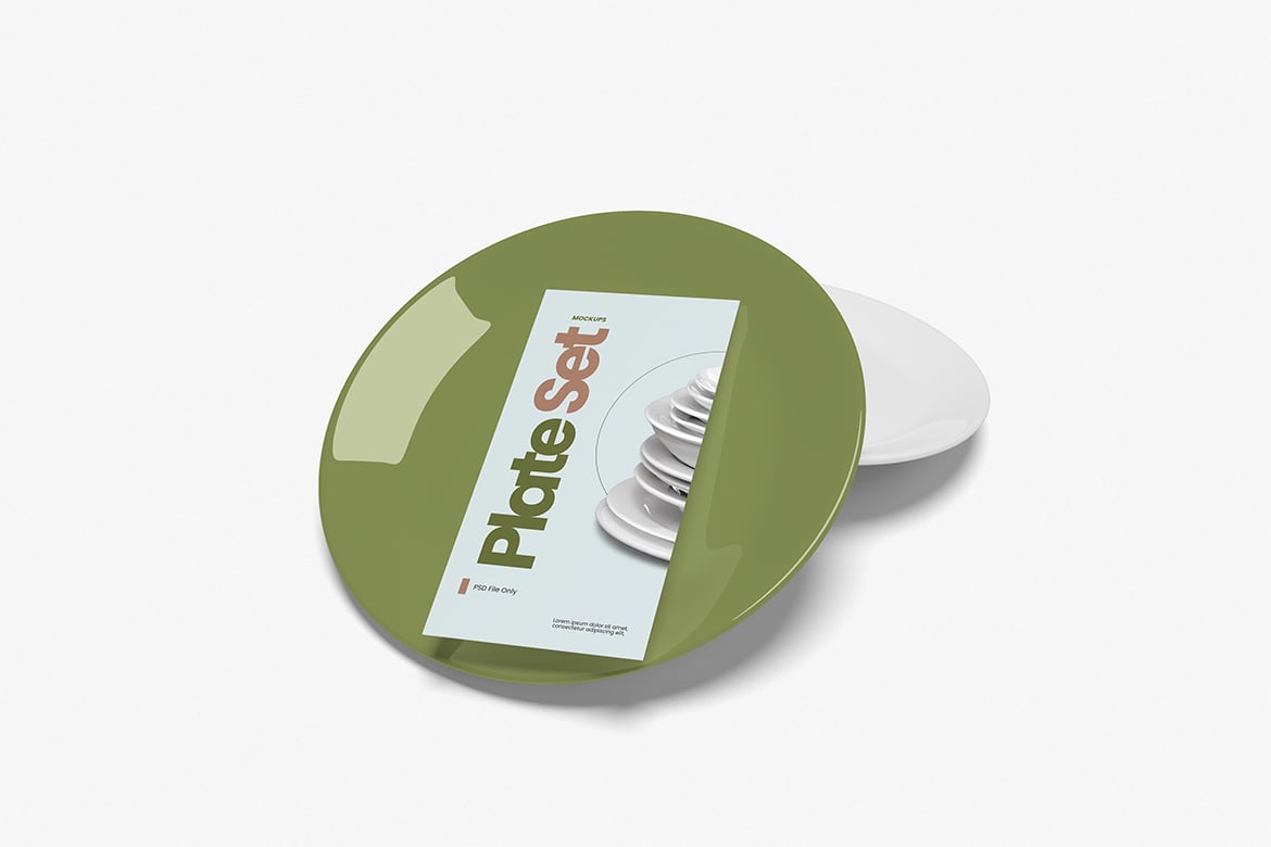 组合餐盘套装展示样机 Plate Set Mockup