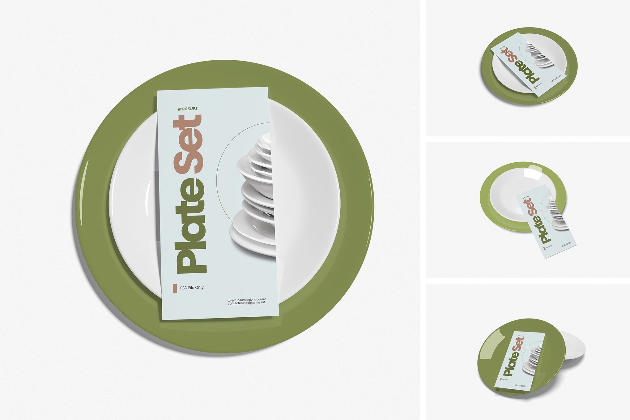 组合餐盘套装展示样机 Plate Set Mockup