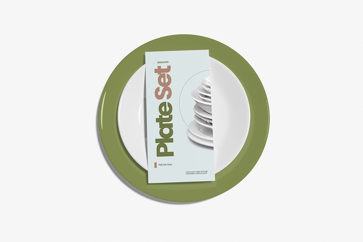 组合餐盘套装展示样机 Plate Set Mockup