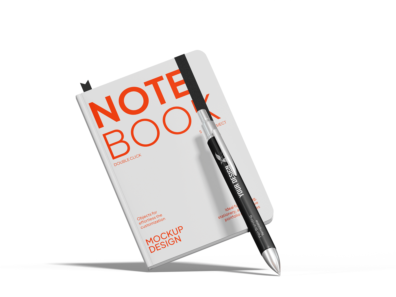笔记本与笔套装展示样机 Notebook with Pen Mockup