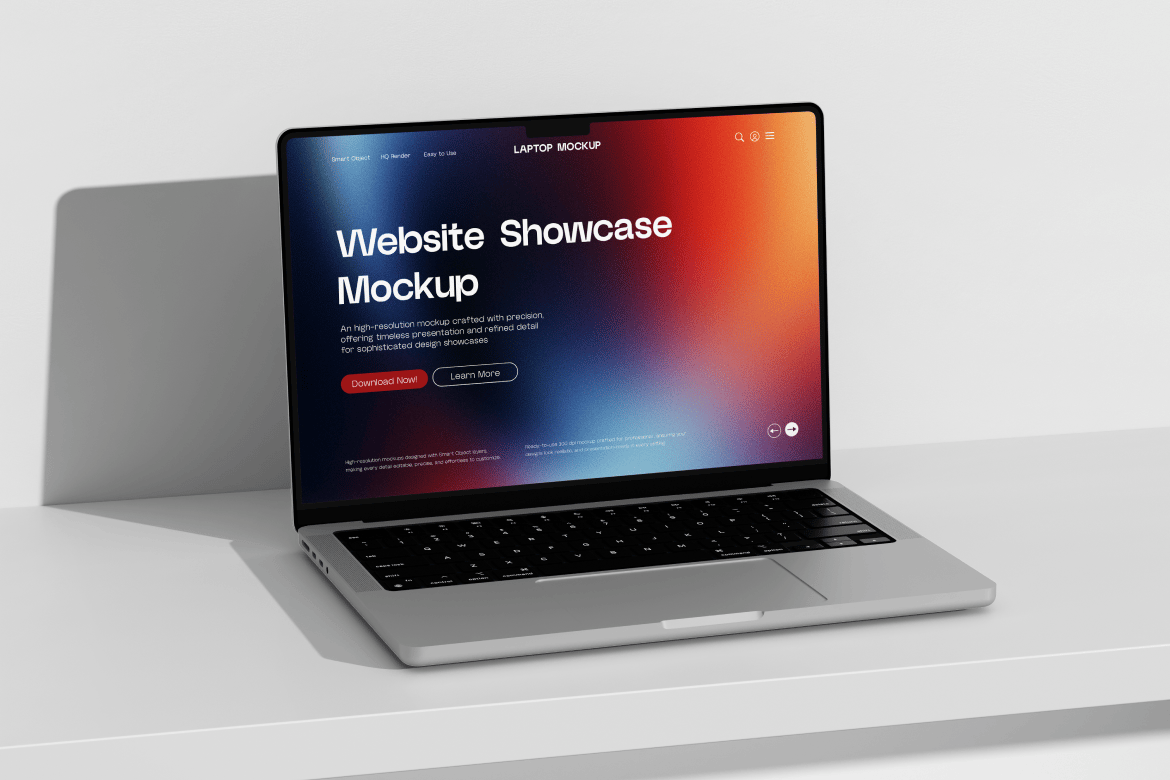 笔记本电脑网站展示样机 Laptop Website Showcase Mockup