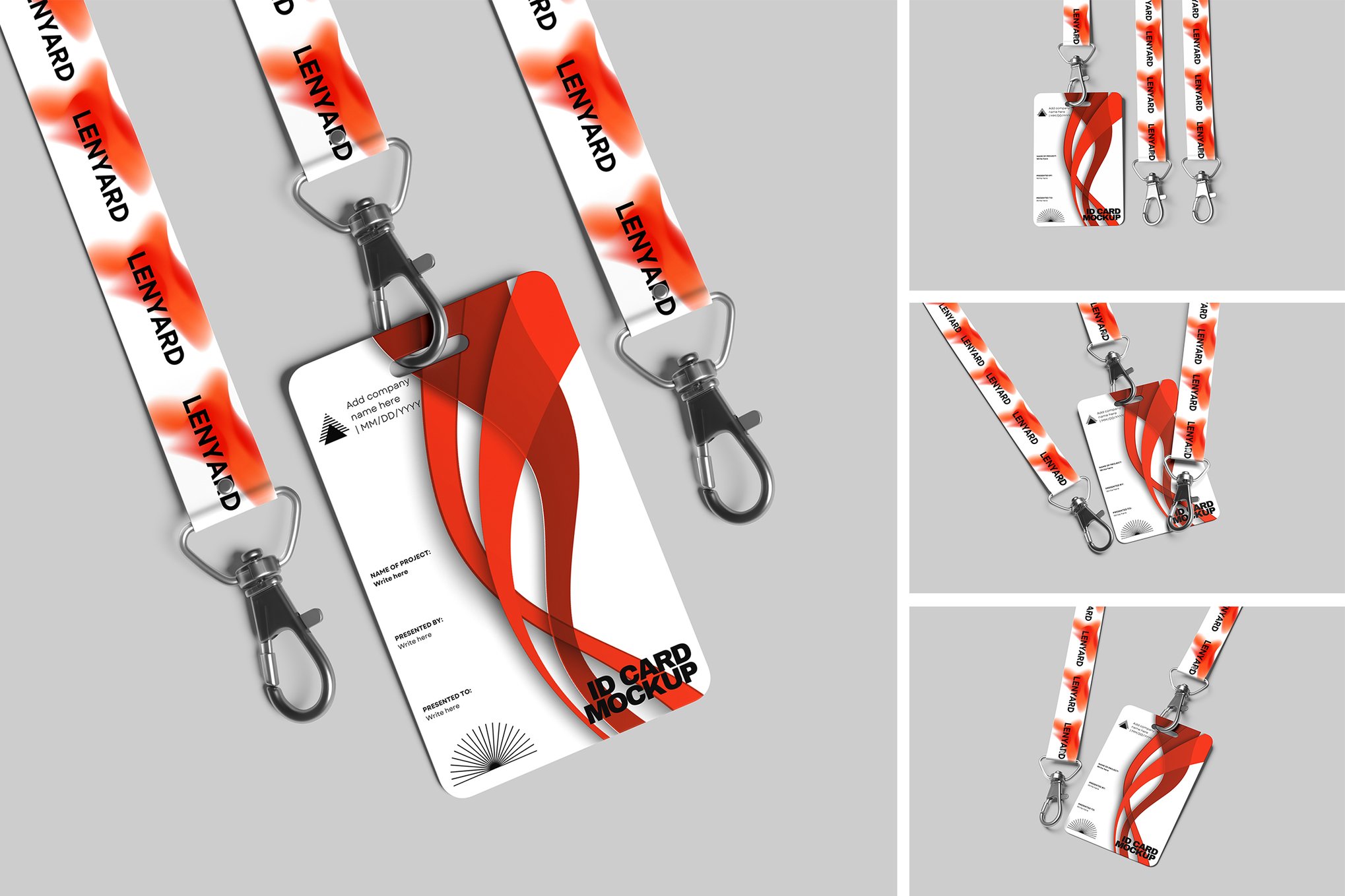 工作证挂绳设计样机 ID Card Lanyard Mockup