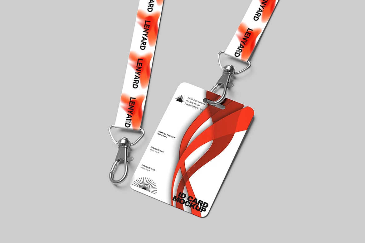 工作证挂绳设计样机 ID Card Lanyard Mockup
