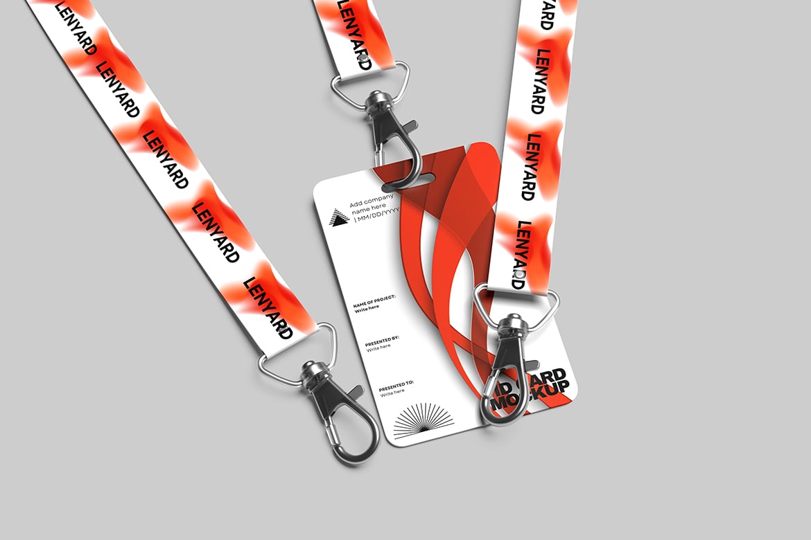 工作证挂绳设计样机 ID Card Lanyard Mockup