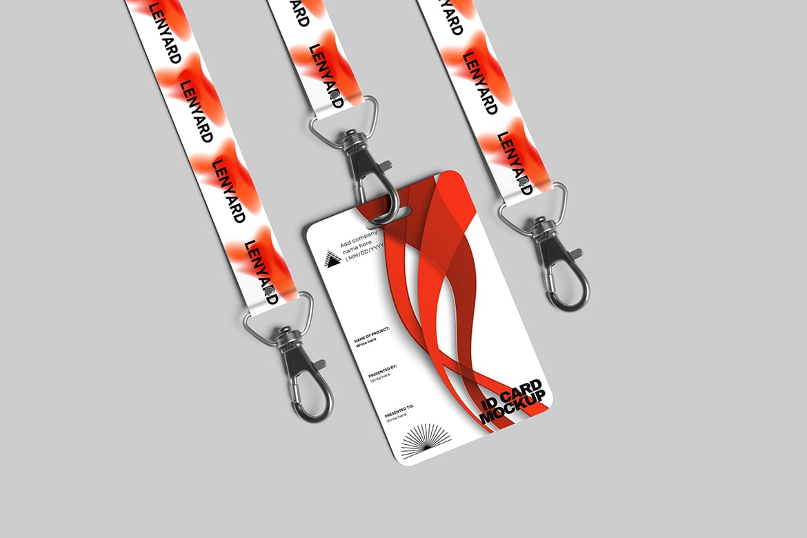 工作证挂绳设计样机 ID Card Lanyard Mockup