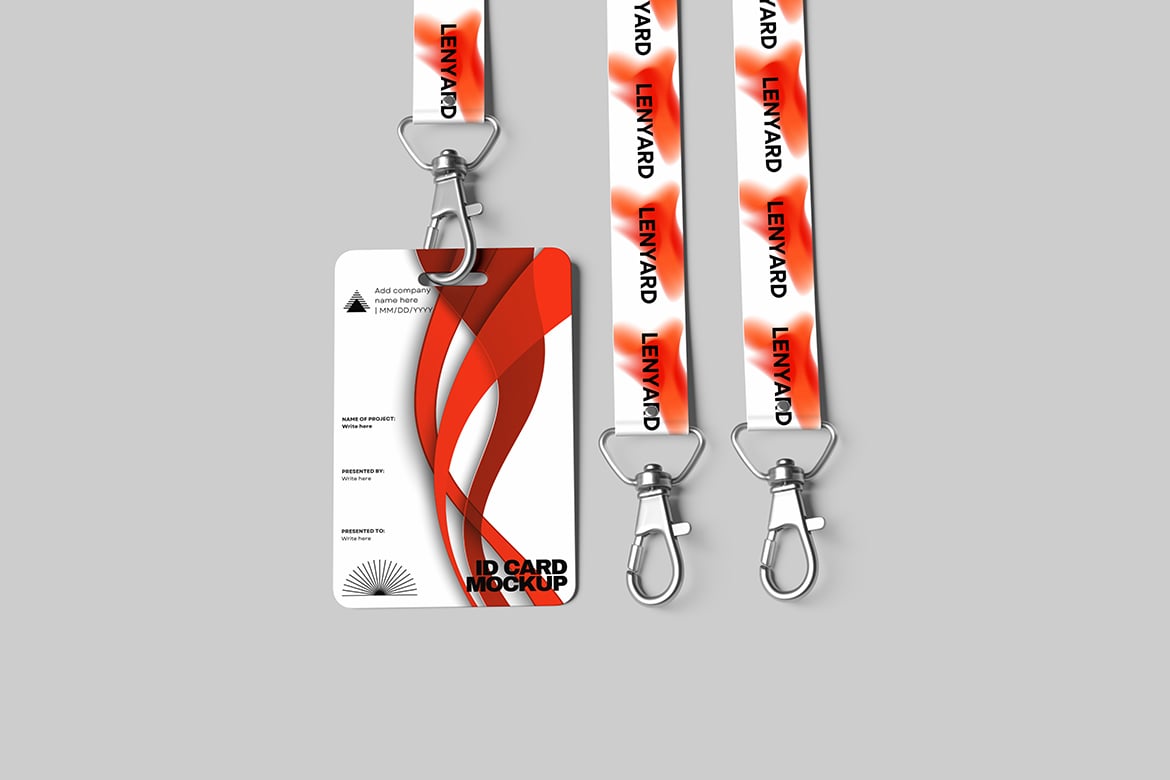 工作证挂绳设计样机 ID Card Lanyard Mockup
