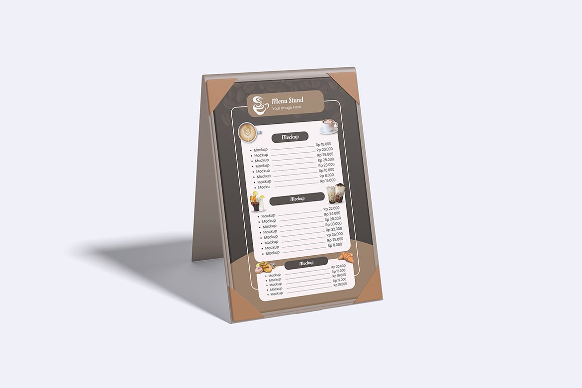 餐厅菜单立架展示样机 Menu Stand Mockup