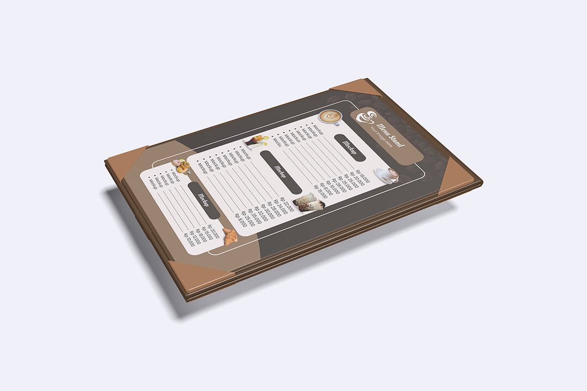 餐厅菜单立架展示样机 Menu Stand Mockup