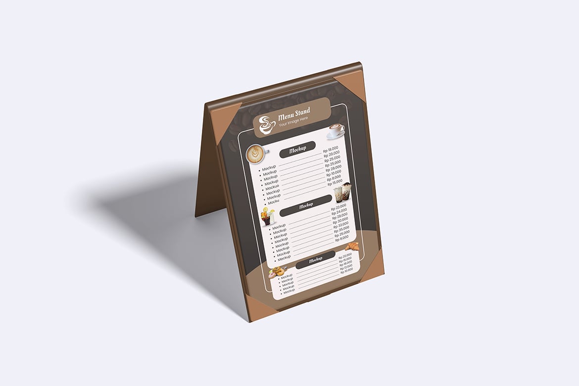 餐厅菜单立架展示样机 Menu Stand Mockup