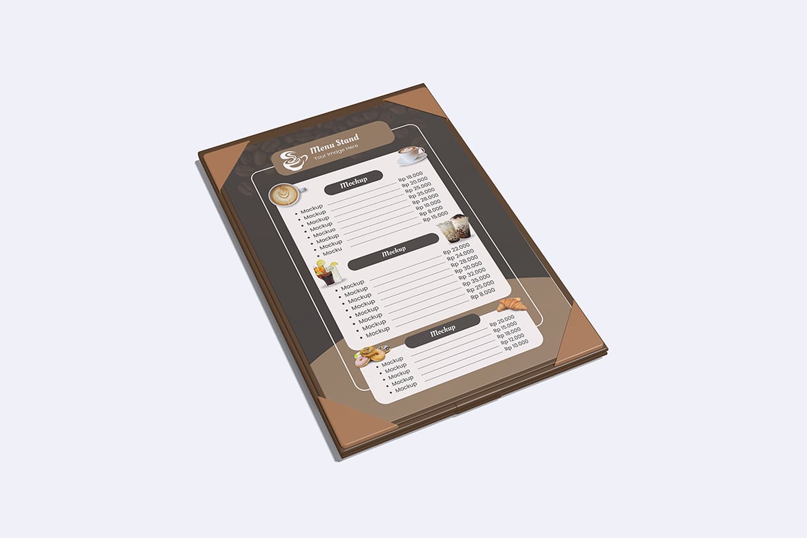 餐厅菜单立架展示样机 Menu Stand Mockup