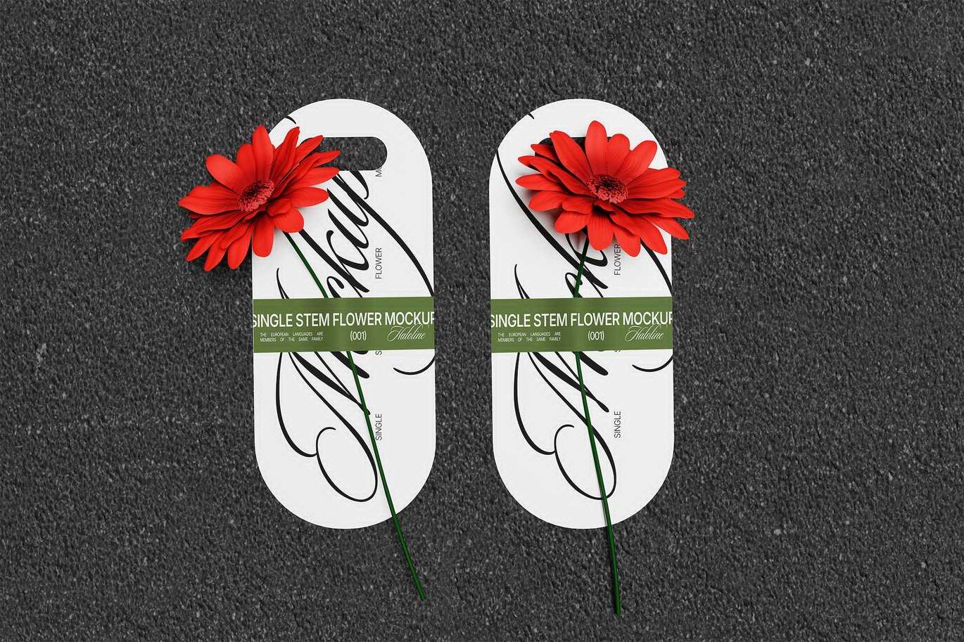 单枝花束展示卡样机 Flower Holder Card Mockup