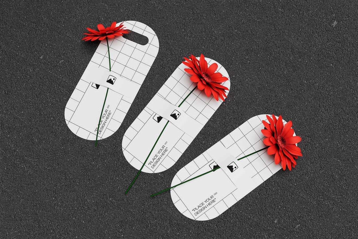 单枝花束展示卡样机 Flower Holder Card Mockup