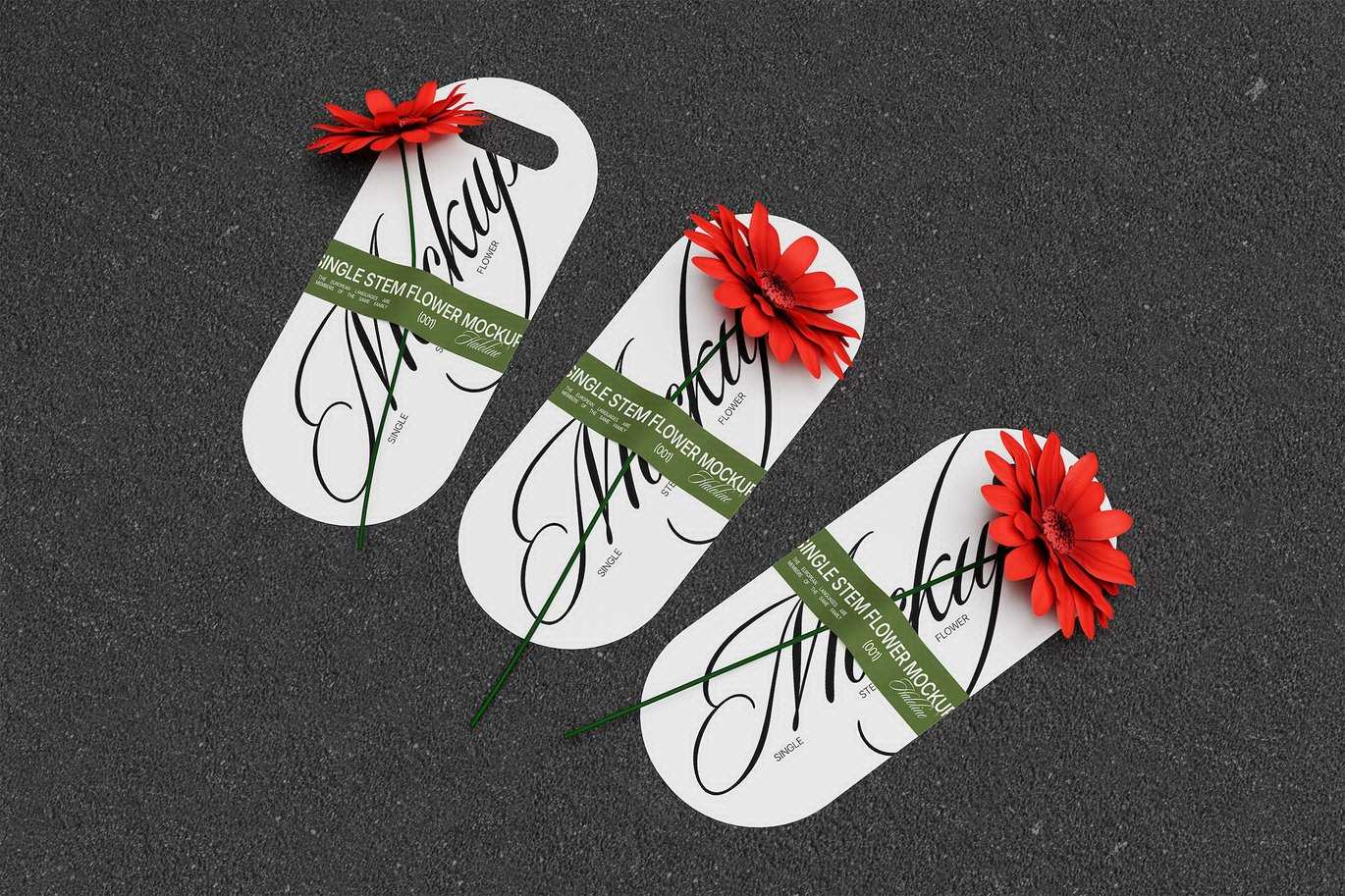 单枝花束展示卡样机 Flower Holder Card Mockup