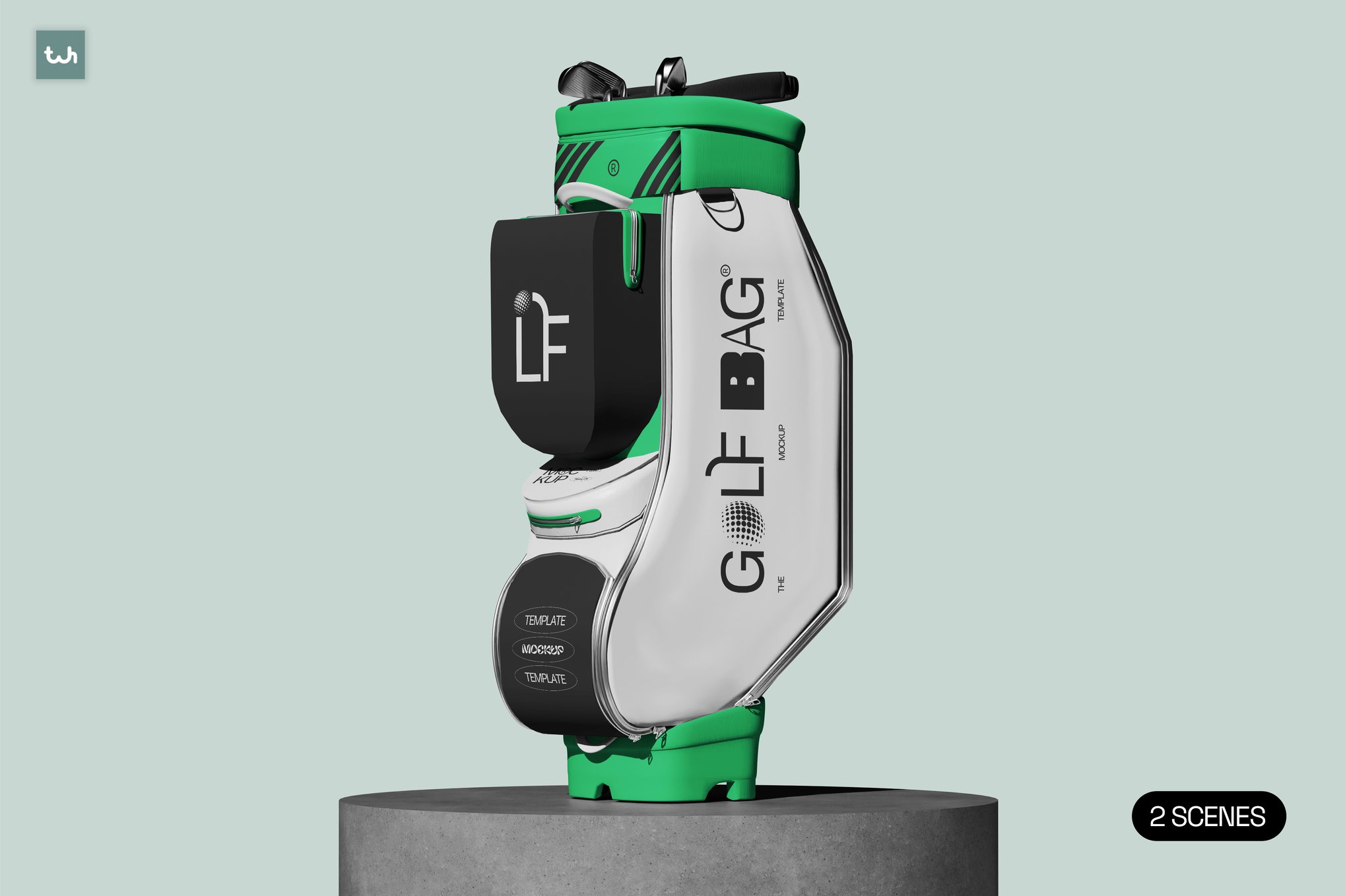 专业高尔夫球包展示样机 Golf Cart Bag Mockup