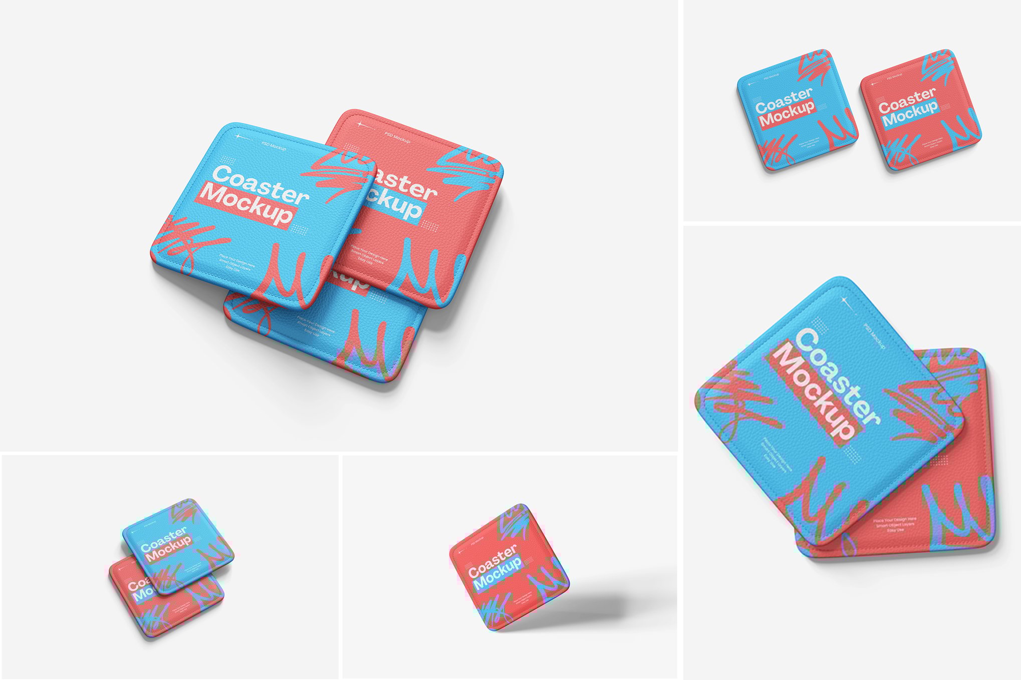 咖啡馆杯垫设计样机 Coaster Mockup