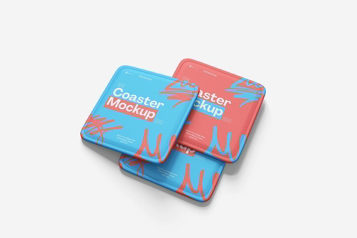 咖啡馆杯垫设计样机 Coaster Mockup