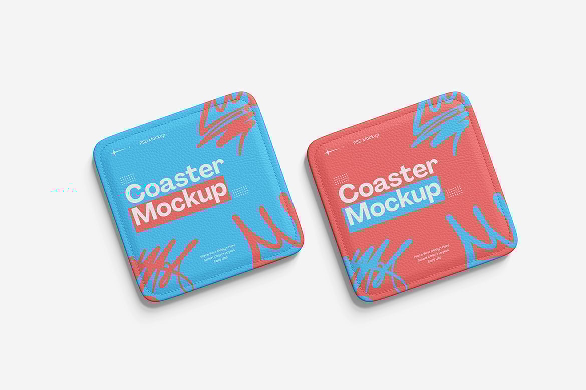咖啡馆杯垫设计样机 Coaster Mockup