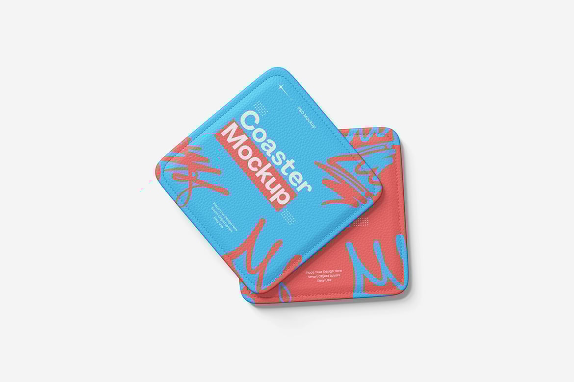 咖啡馆杯垫设计样机 Coaster Mockup
