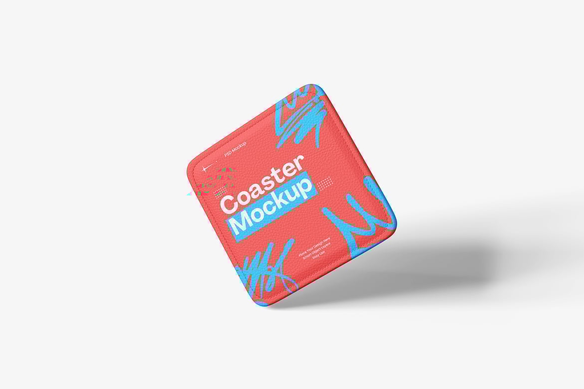 %title插图%num 咖啡馆杯垫设计样机 Coaster Mockup