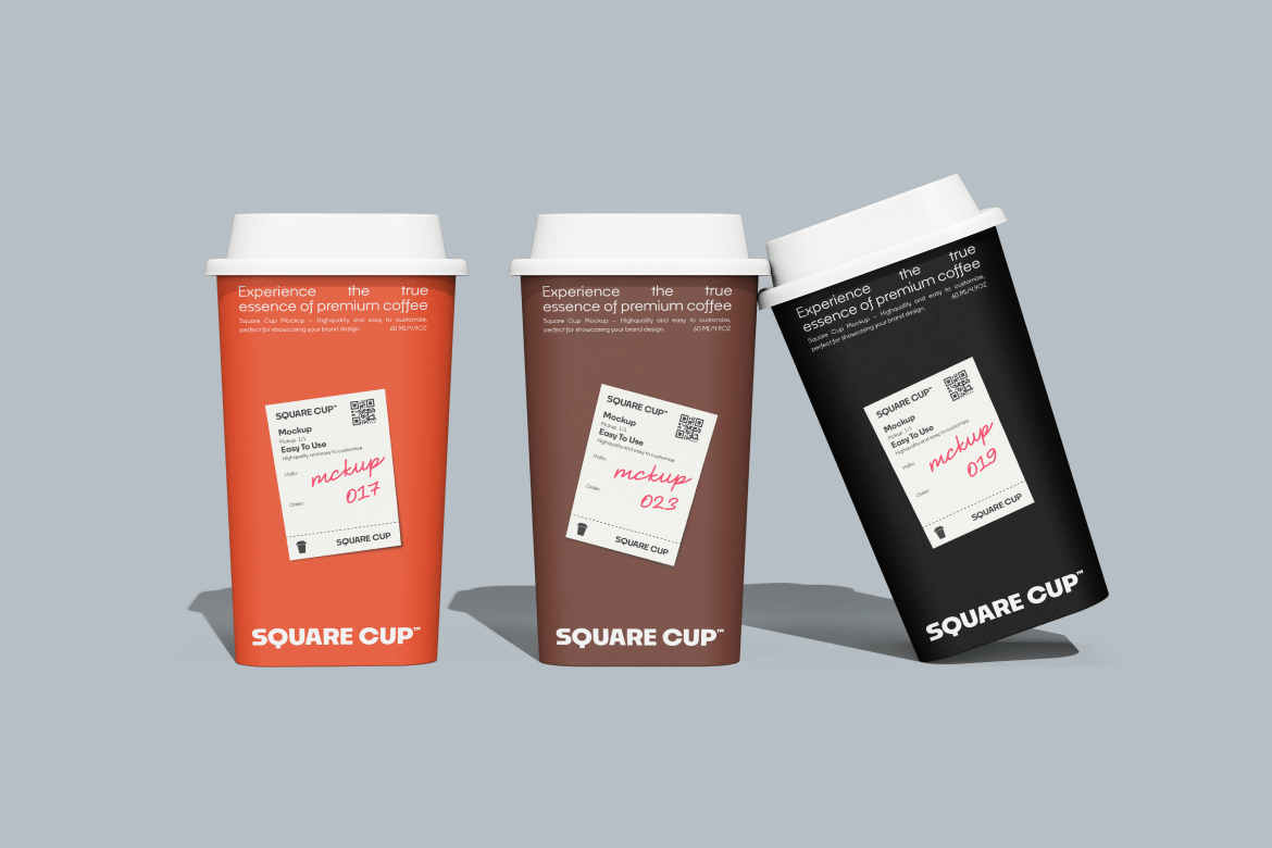 方形杯具设计样机 Square Cup Mockup